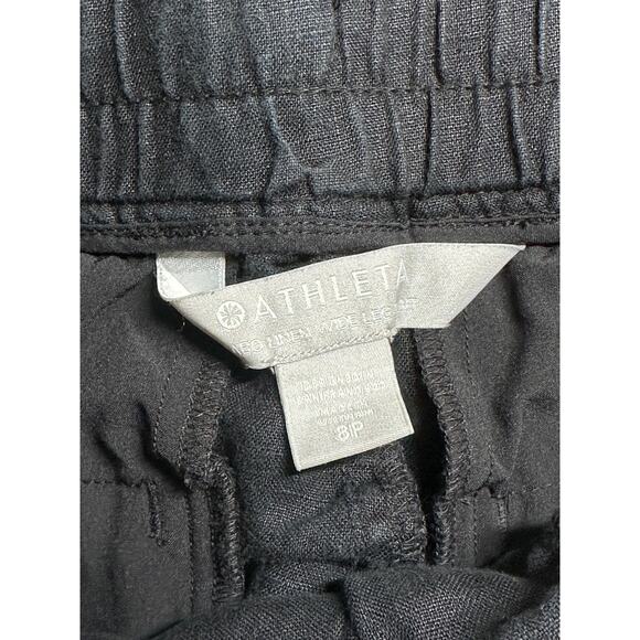 Athleta Pants Womens 8P Black Cabo Linen Wide Leg Pull On Casual Vacation Staple - Picture 4 of 9